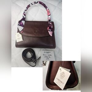 NWT Authentic I Medici Firenze Italian Leather Satchel Top Handle Bag Brown
